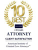 10 Best | 2 Years | Attorney Client Satisfaction | American Institute Of Criminal Law Attorneys